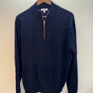 Peter Millar Quarter Zip Navy Sweater - Men Size Medium